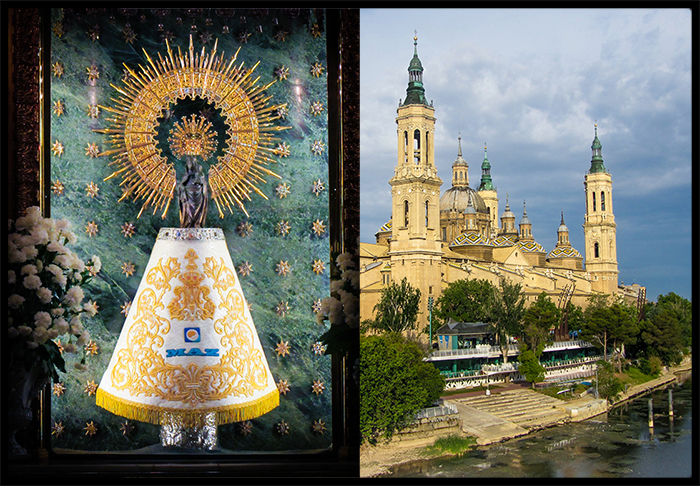 La Virgen del Pilar luce el manto de MAZ para celebrar sus 112 años de actividad