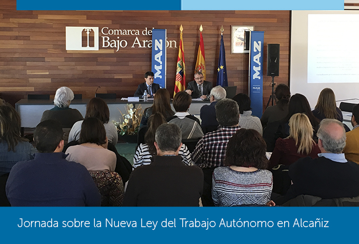Imagen de la Jornada sobre la Ley del Trabajo Autónomo celebrada en Alcañiz