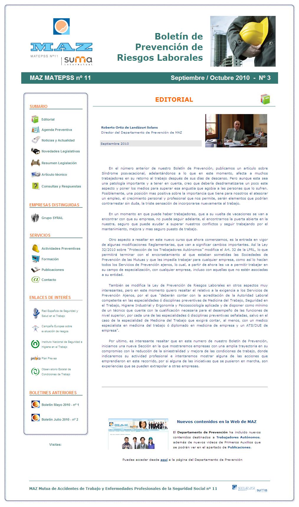 Boletín PRL - Nº 03 - Septiembre 2010