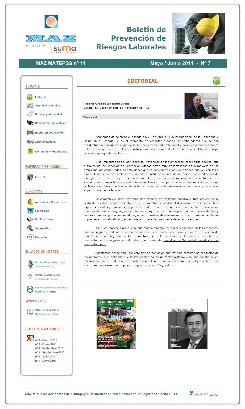 Boletín PRL - Nº 07 - Mayo 2011
