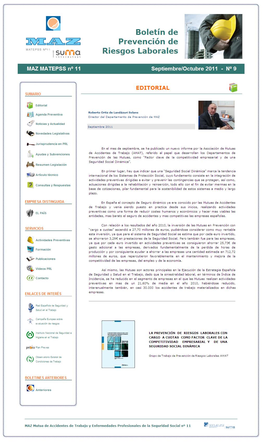 Boletín PRL - Nº 09 - Septiembre 2011