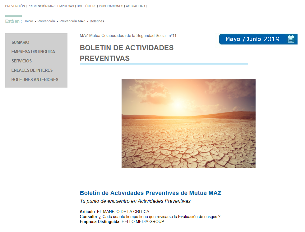 Boletín PRL - Nº 44 - Mayo 2019